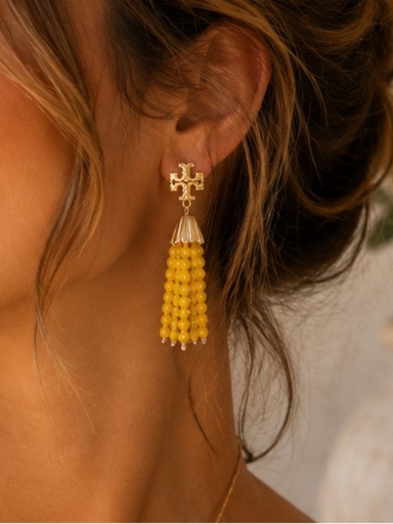 Tory Burch Jewelry - NWT Tory Burch Gold and Yellow Beaded dangle Earrings
